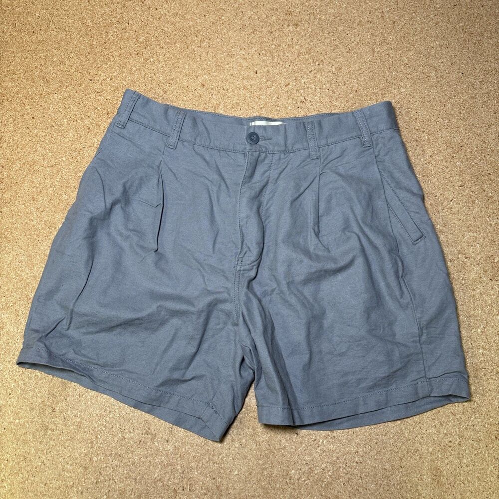 Madewell Gray Pleated Cotton Linen Chino Shorts Size 32 G2